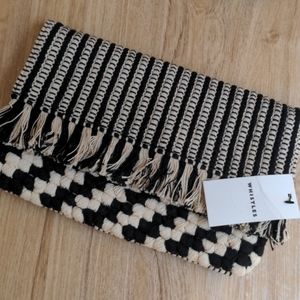 Whistles black and white weaved clutch